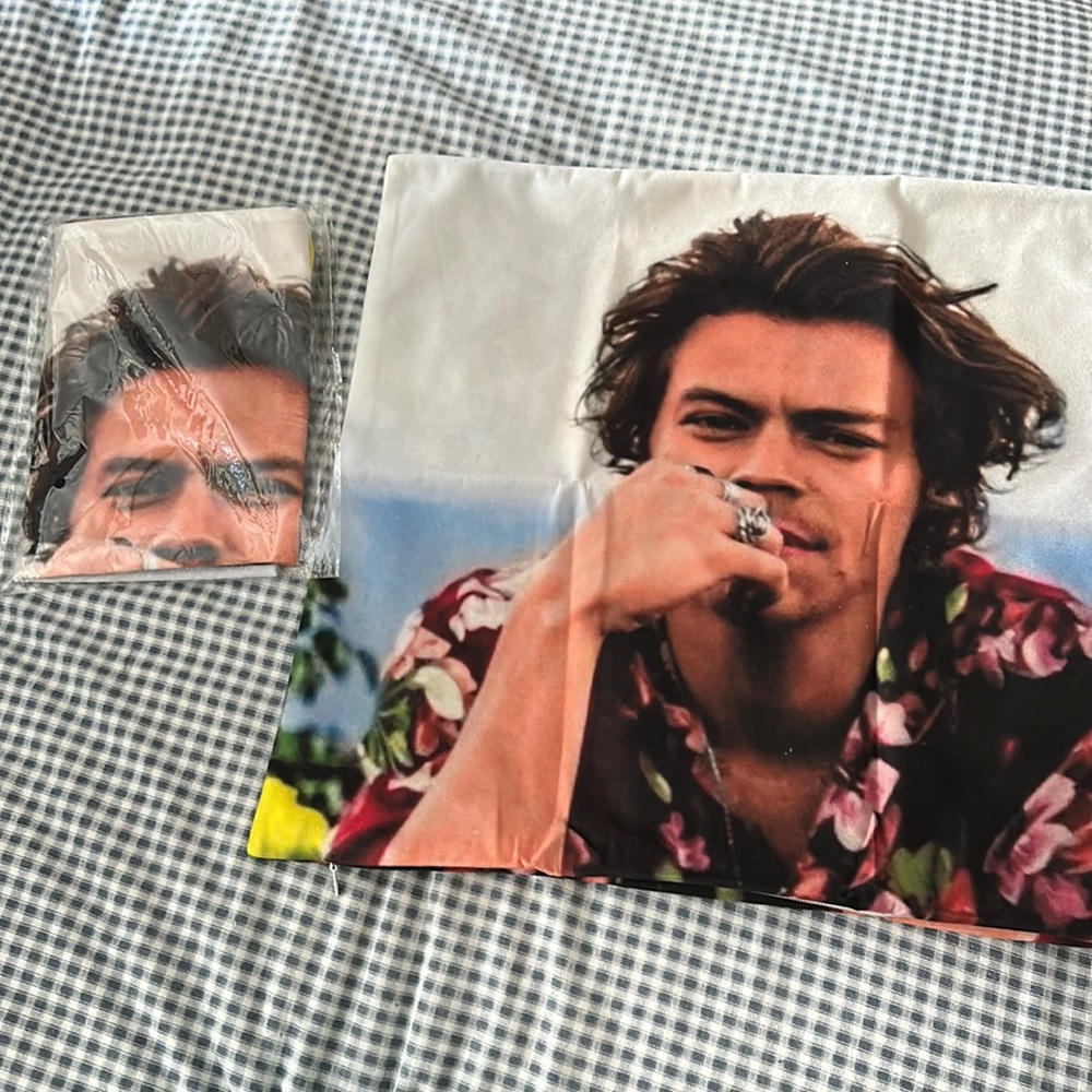15in X 15in Harry Styles soft pillow cover. Image on both sides